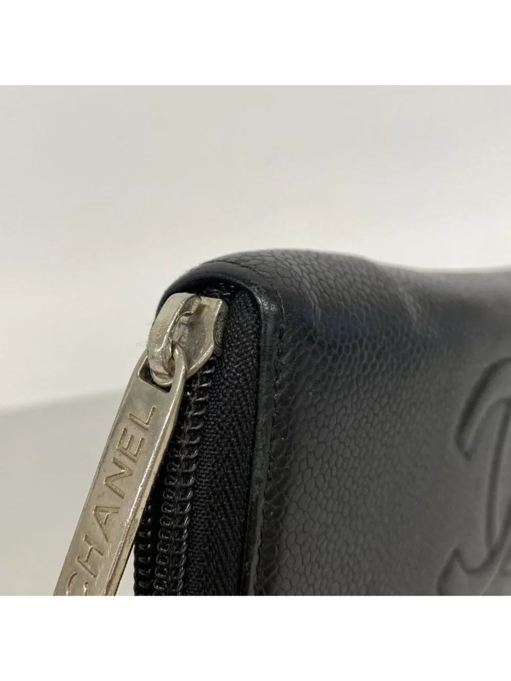 Chanel Wallet Caviar Leather Black Gold